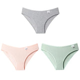 3PCS/Set Women's Panties Striped Cotton Underwear Solid Color Briefs Low-Rise Soft Panty Women Underpants Female