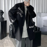 Letters Graffiti Oversized Blazer Women Jacket Coat Loose Streetwear Spring Outerwear 2021 New Korean Style Office