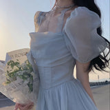 French Style Women Elegent Party Prom Midi Dress Female Fashion Slim Fairy Clothes