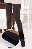 warm women stretch high elastic waist casual cotton pants clothe S-4XL thick fleece ladies patchwork pencil