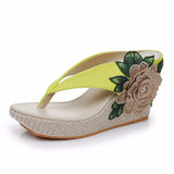 Waterproof Platform Slope Sandals Beach Flip-Flops Pins Pine Cake Embroidered Slippers