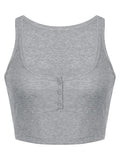 Buttoned Rib Crop Tank Top- Outfit
