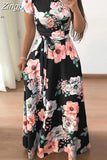 Women Summer Long Dress 2023 Casual Long Sleeve Boho Floral Print Maxi Dress Turtleneck Bandage Elegant Party Dresses