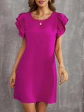Summer Solid Color Ladies Dress Short Sleeve Round Neck Casual Short Skirt Office Ladies Dresses Women Dress Red
