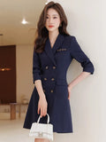 Korean Black Dress 2023 Fall and Winter New High-quality Office Women's Blazer Elegant Temperament Double-breasted