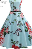 Women Summer Dress Floral Print Retro Vintage 1950s 60s Casual Party Office Robe Rockabilly Dresses Vestido