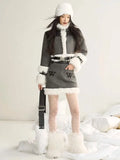 Artificial Leather Jacket Women Lapel Winter Coat Vintage Female Fleece Warm Thick Chic