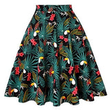 Animal Printed High Waist Women Pleated Retro Skirt Robe De Cocktail Leaf 50s 60s Swing Casual Pinup Skirts Summer