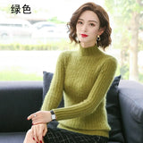 100% Mink Cashmere Knitted Pullover Women's Sweater Jumper Super Warm Female Soft Elasticity Slim Sweater Full