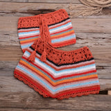 Queens Bikini Sets Knitted Rainbow Hollow Out Hand Weaving Tassel Women Swimsuit Swimwear Biquini Summer Swim