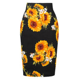 Summer Bandage Skirt Women Bodycon Skater Midi Length Ladies Retro Vintage Casual High Waist Work To Wear Sheath