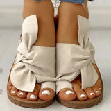 Summer Plus Size Fashion Outdoor Sandals Slippers Bow Soft Bottom Beach Slippers Flat Women Sandals Zapatillas