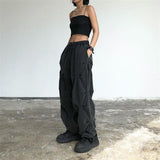 design sense overalls casual pants wide-legged women's high street ins American hip-hop loose mopping casual pants