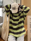 Striped Sweatshirt Women Harajuku Hoodie Ladies Casual Korean Sweatshirt Female Fashion O Neck Long Sleeve Top