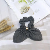 Vintage Striped Bow plaid Scrunchie For Girls Ponytail Holder Elastic Hair Bands ties Rubber Headwear Hair