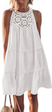 Summer Sleeveless Dresses Casual Sleeveless A-Line Hierarchal Swing Vest Skirt Beach Vacation