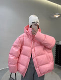 Duck Down Jacket Women Fall Winter 2023 New Long Sleeve Thicken Warm Loose Puff Jackets Chic with Hood Feather