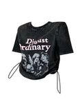 Summer Funny Shirt Women T-Shirts Y2k Harajuku Fashion Korean Vintag Print Crop Tops Vintage Short Sleeve Gothic Black