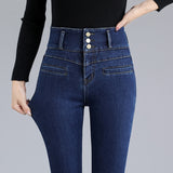 Women Winter Fleece Jeans New Solid Warm Thicken Denim Pencil Pants Fashion Skinny Jean Pants Sexy Slim