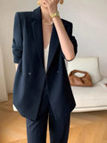 Loose Women Trousers Suits Formal Casual Business Jacket & Pencil Pants Ladies Two Pieces Blazer Set Femme Outfits