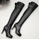 Sgesvier 2021 Black High Heels Over The Knee Boots Women Platform Thigh High Boots Autumn Winter Long Boots Shoes Sexy
