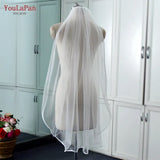 YouLaPan V21 White Ivory Wedding Veil for Shoulder Veil with Comb Turkish Veiled Wedding Veil Ribbon Edge Bridal Veil Dress