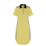 Woman T Shirt Polo Dress Oversize Short Sleeve Button Front Summer Patchwork Casual Polo Tshirt Vestidos Red Big Size