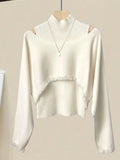Winter Two Piece Sets For Women Outfits Ladies Elegant Long Sleeve Knitted Sweater And High Waist A-line Pleated Skirt