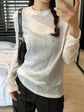 Solid Color Thin Long Sleeve Knit-Outfit
