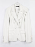 Spring Stylish Short Pink Soft Pu Leather Blazer Long Sleeve Slim Fit Luxury Jackets for Women 2023 Elegant Fashion