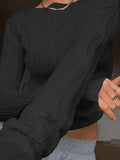 Textured Stripe Long Sleeve Tee-Outfit