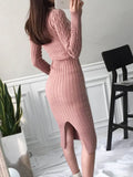Women's New Knitted Turtleneck Long Sleeve Slim and Slim Mid-length Over-the-knee Dress In Autumn Winter White Dress Sweater