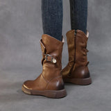 Martin Boots Flat Bottom Middle Knight Boots New Vintage V-Port Side Zipper Slim Single