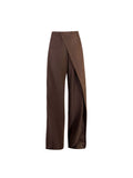 Women Clothing Buttons Irregular Patchwork High Waist Loose Mopping Pants All-match Solid Suit Straight Trousers