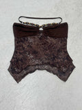 Retro-Winded Girl Feeling Beaded Hanging Neck Sling Sling Sling Sexy Mesh Splicing Irregular Pendant