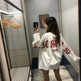 White Tshirt Women Harajuku Long Sleeve Oversize Tees Korean Fashion Basic Tops Female Letter Print Streetwear