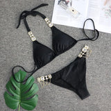 Zingj 2023 New Sport Bikini Sexy Crystal Diamond Bandage Red Split Female