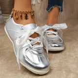 Patchy Fork Women's Spring And Autumn New Flat-Bottomed Retro Front-Lace