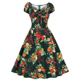 60s Women Dresses Summer 2022 V Neck Floral Print Boho Beach Dress Boho Short Sleeve A Line Midi Dress Wrap Sundress