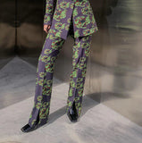 Spring 2022 Fashion Women Two Piece Blazer Set Backless Floral Elegant Stylish Pant Suits Matching Outfits