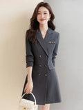 Korean Black Dress 2023 Fall and Winter New High-quality Office Women's Blazer Elegant Temperament Double-breasted
