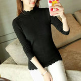 2023 Korean Slim Women Knit Sweater High Elastic Turtleneck Bottoming Basic Pullovers Winter Sexy Sweater Women