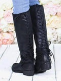 Women's High Boots 2022 Winter Fashion Plus Size Platform Retro Boots Ladies Back Lace-up Long Boots Black Boots Botas