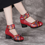 2021 Spring Autumn New Retro Genuine Leather Platform Shoes Women's Pumps High Heel Soft Bottom Shoes Women
