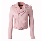 Women Wine Red Faux Leather Jackets Lady Pu Leather Jacket Bomber Motorcycle Biker Pink Black Outerwear With