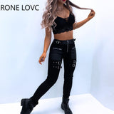 Women Casual Elegant PU Leather Patchwork Zipper High Waist Spring&Autumn Pencil