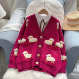 Women Winter Knit Sweater Coat V Neck Sheep Cardigans Christmas Sweaters Warm Knitted Sueter Mujer Loose Long Sleeve