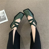 leather shoes women's spring 2022 new all-match fashion square head flat bottom shallow mouth single shoes lazy