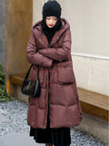 High Quality White Duck Down Down Jacket In The Long 2024 Winter New Hat Korean Version Slim Casual Coat Tide-Outfit