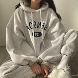 Women Letter Printed Loose Solid Sweatshirt Oversized Harajuku Hoodie New Autumn Winter Casual Fashion Pullover Warm